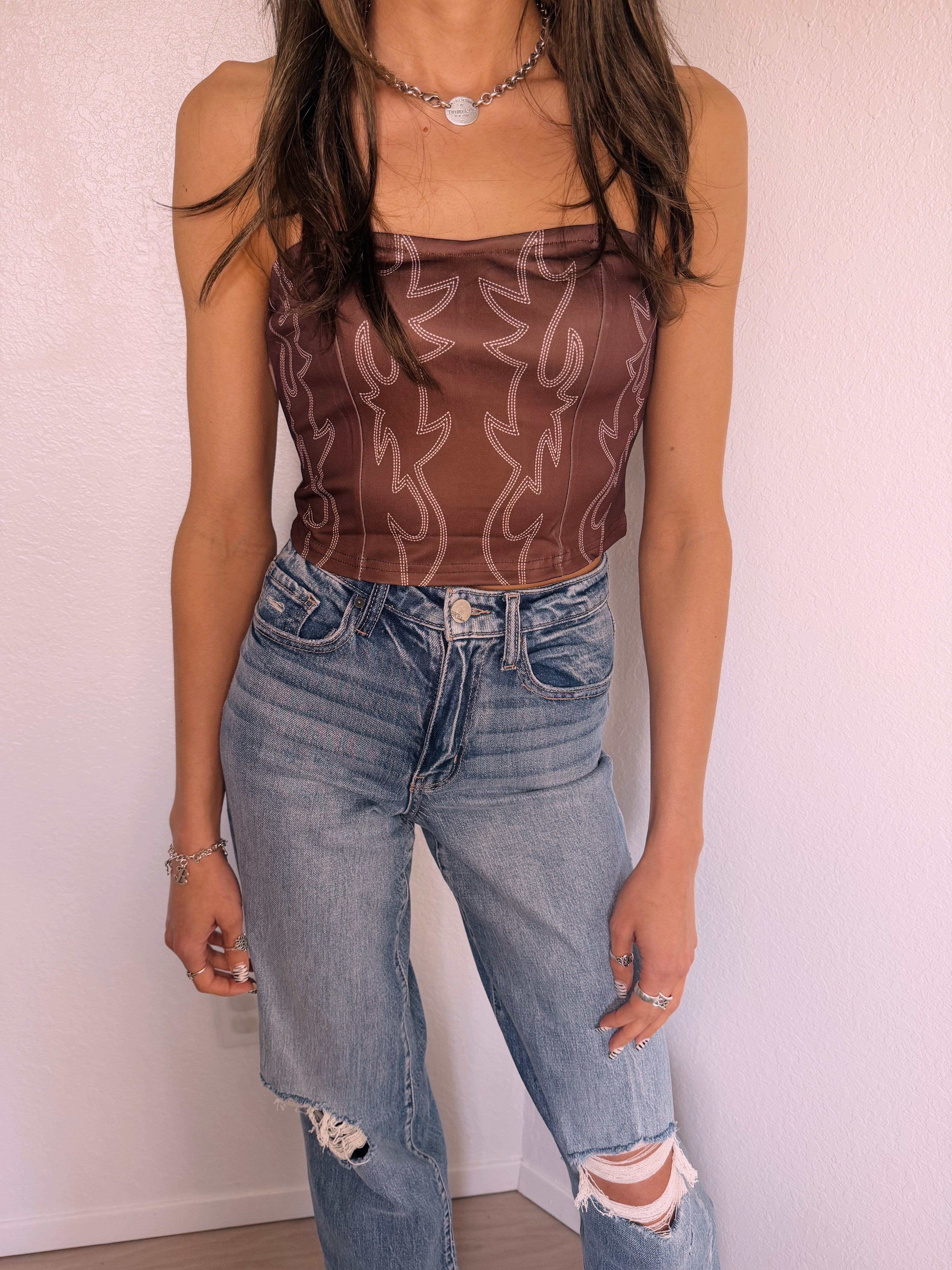 Boot Stitch Corset - Chocolate Brown