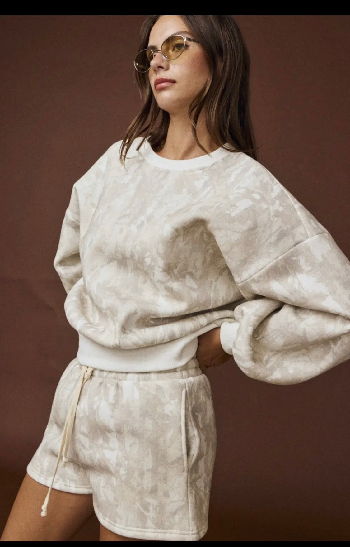 PREORDER Cozy Camo Shorts And Crew Set